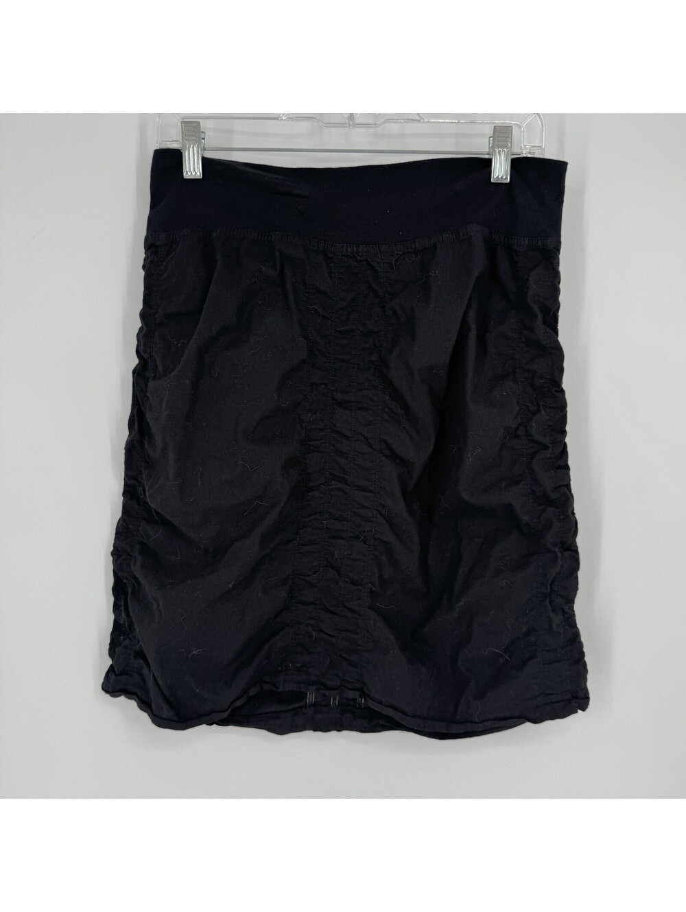XCVI Wearables skirt medium M black ruched knee length minimalist stretch boho